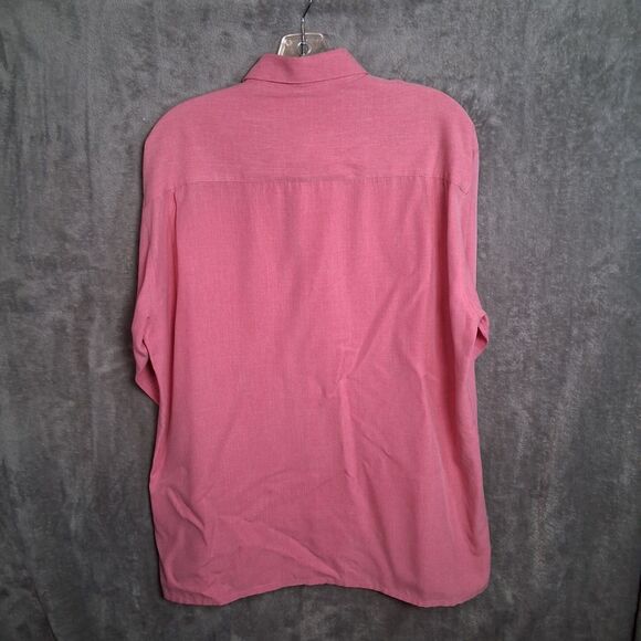 Bugatchi Dress Shirt Sz Medium Pink Pastel Long Sleeve Button Up Rayon Polyester - Picture 2 of 7